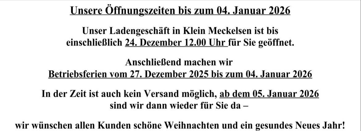 Information zu Betriebsferien