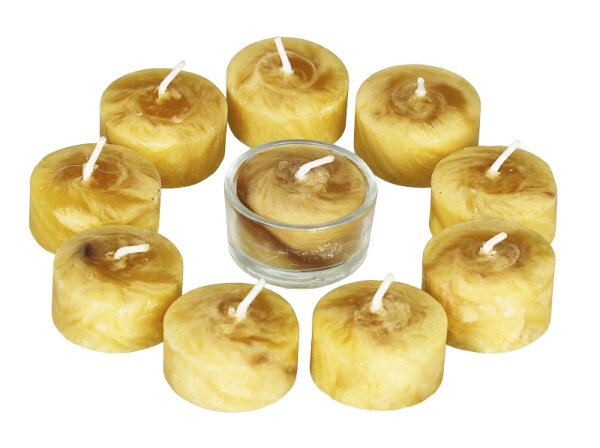 Bienenwachskerze "10 Teelichter & 1 Gläschen"